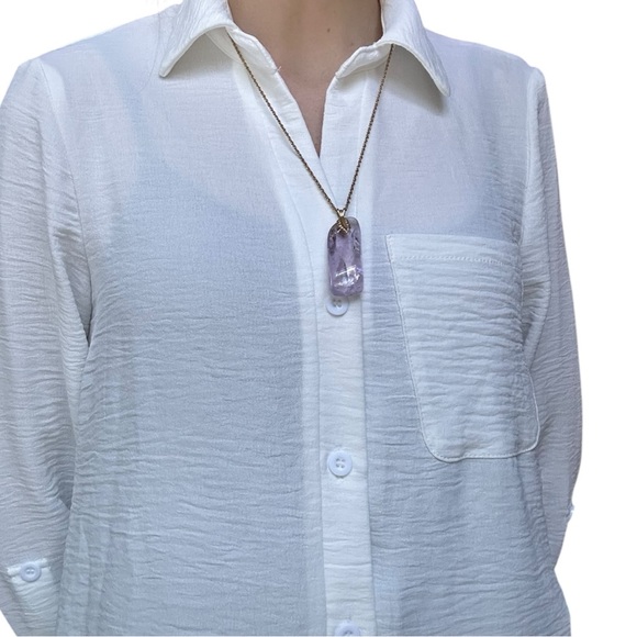 Avon & Amethyst Gold Tone Necklace Leaf - Picture 3 of 10